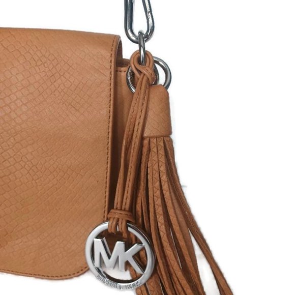 Michael Kors croc embossed leather shoulder Bag with tassel - Picture 3 of 8